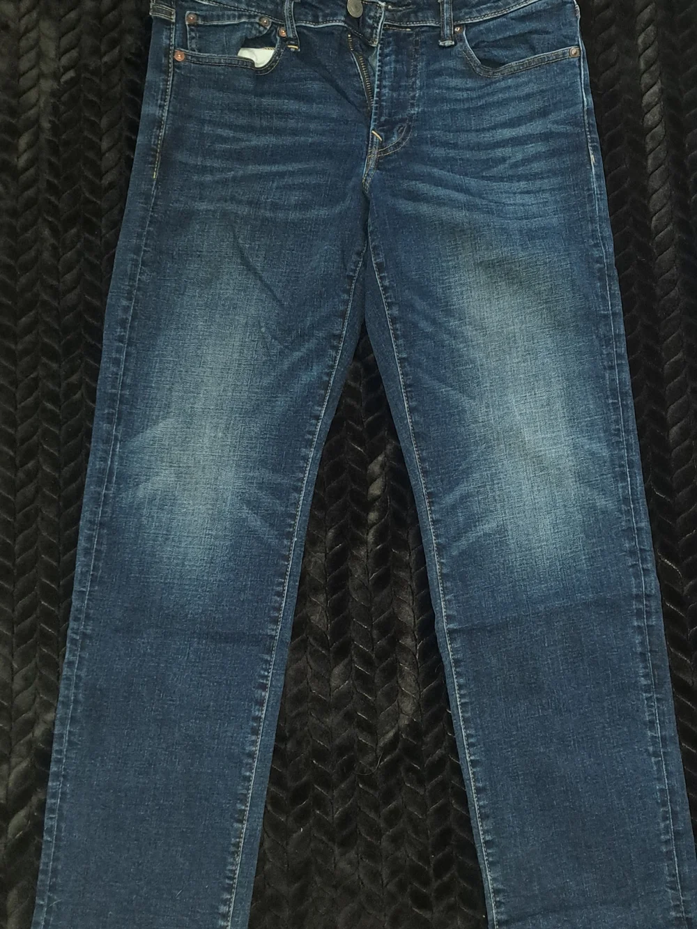 Men's Dark Blue Washed Straight Jeans